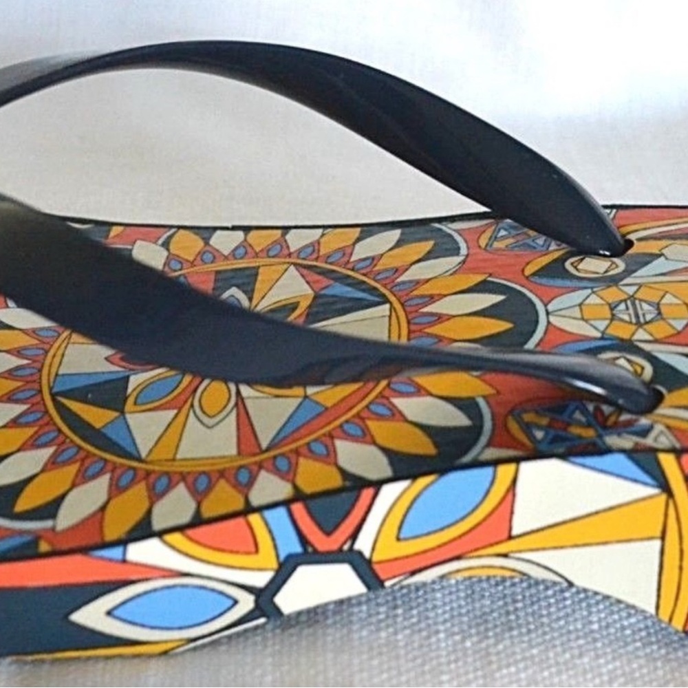 Tory Burch Psychedelic Geo Carved Wedge 8 - Picture 5 of 6